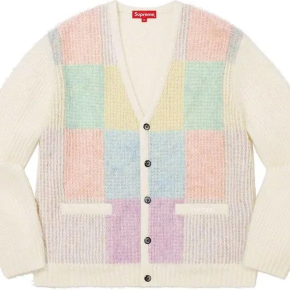SUPREME BRUSHED GRID CARDIGAN - SIZE S - AUTHENTIC - FAST SHIPPING 